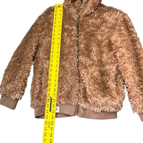 BB Dakota Jacket Womens Small Brown Side Pockets Fluffy Teddy Bear Zip Up Cozy - Picture 9 of 12